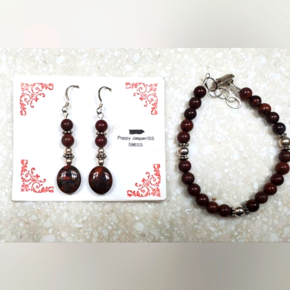 Jasper Earrings and Bracelet Set BEAT STRESS